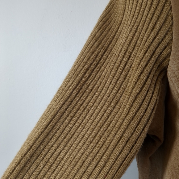 A.M.I. leather jacket with knit sleeves brown jacket, size PM - Picture 3 of 10